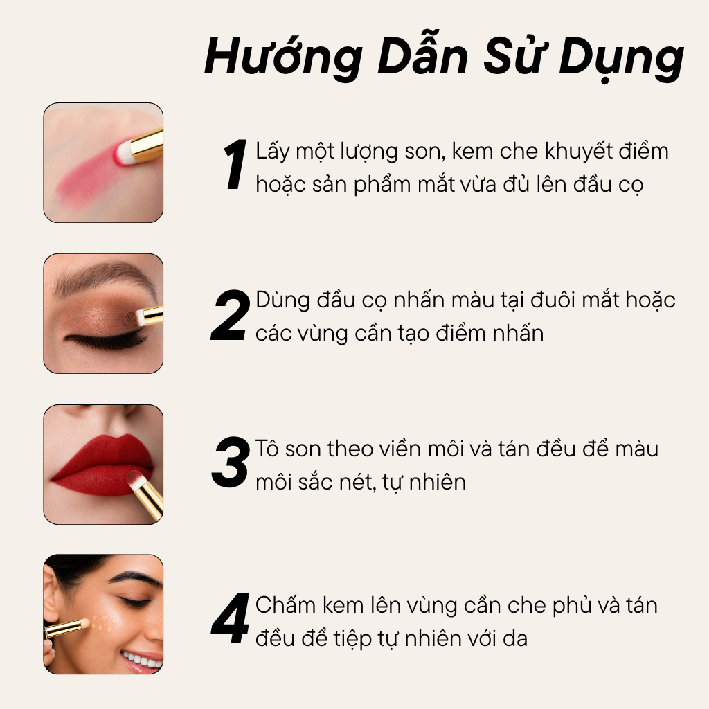 Cọ Môi Che Khuyết Điểm Nhấn Đuôi Mắt Có Nắp BH Cosmetics Eyeshadow Brush BH179.1 Màu Gold